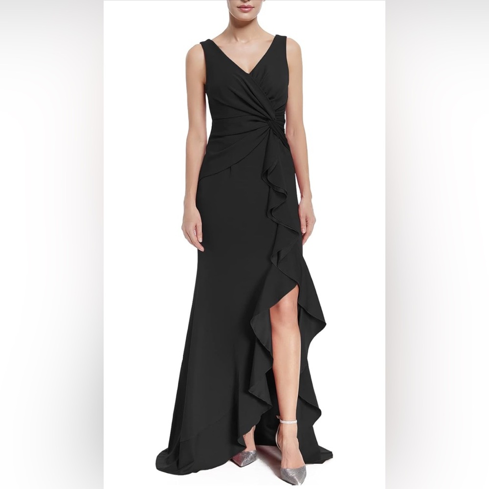 Women’s V Neck Sleeveless High Split Wrap Formal Dress